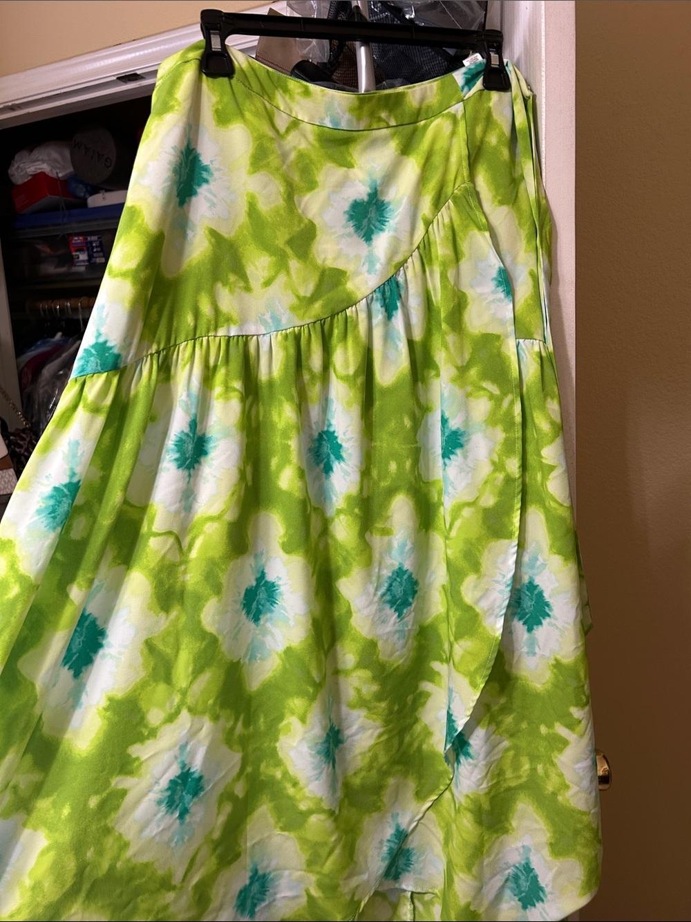 Versona Lime Green and Teal Floral Wrap Dress